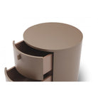 Sims Round Bedside Table Cocoa Wood 2 Drawer by Tommy Franks