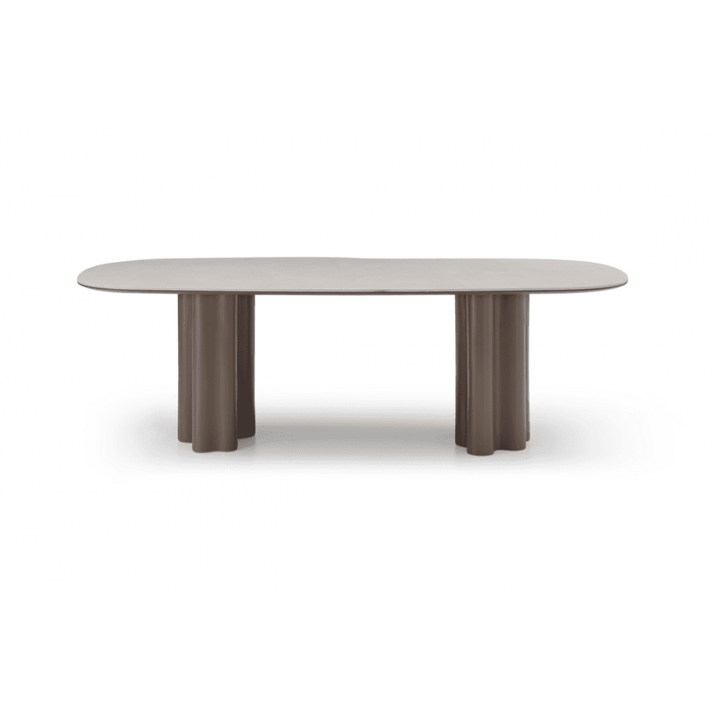 Moon Dining Table Cocoa Wood & Cream Ceramic Top by Tommy Franks