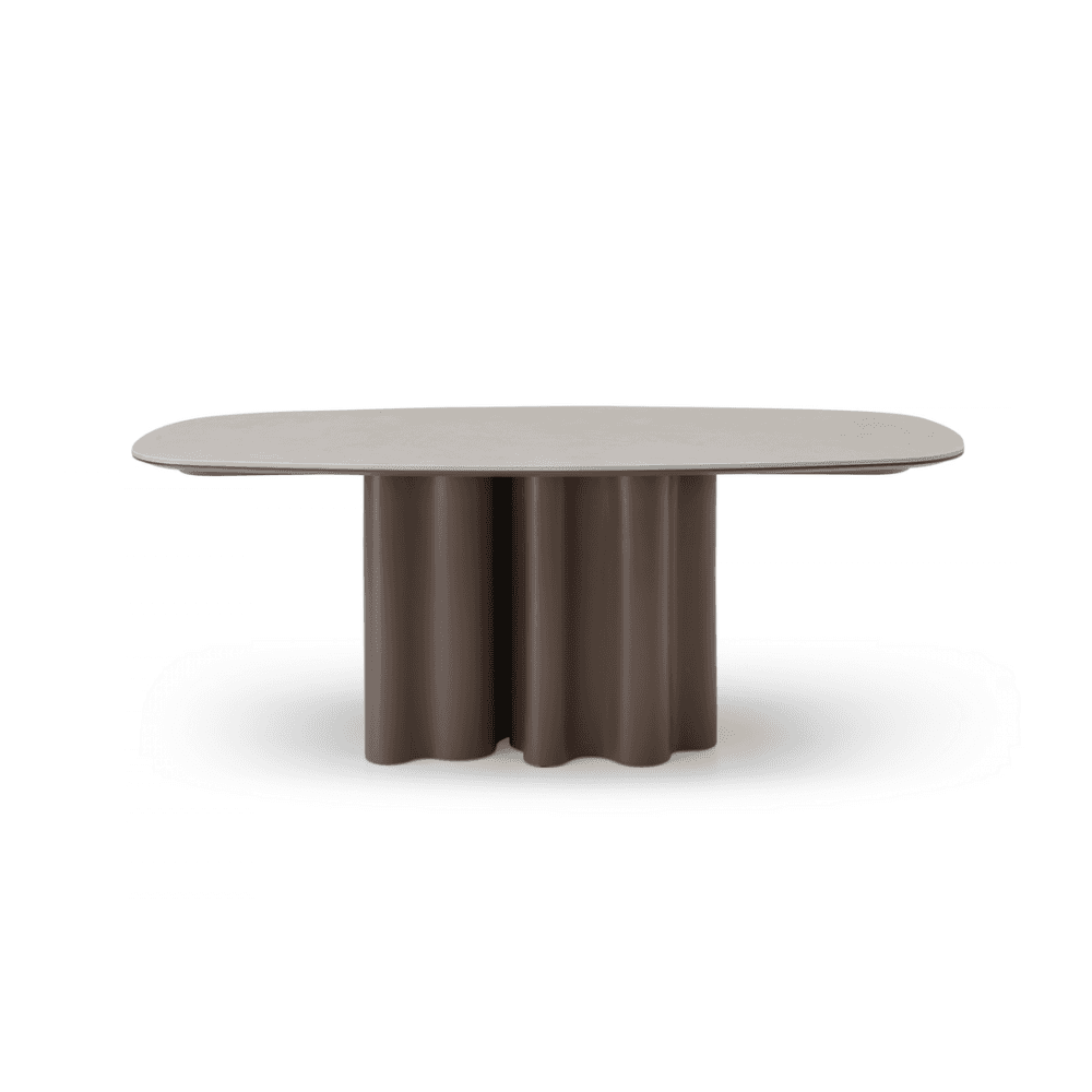 Moon Dining Table Cocoa Wood & Cream Ceramic Top 200cm by Tommy Franks