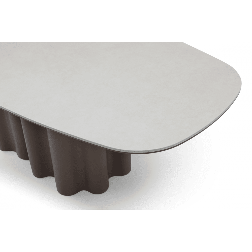 Moon Dining Table Cocoa Wood & Cream Ceramic Top 200cm by Tommy Franks