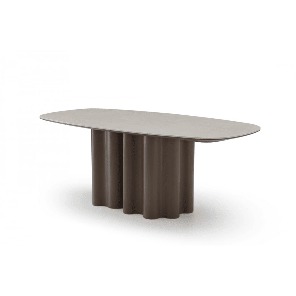 Moon Dining Table Cocoa Wood & Cream Ceramic Top 200cm by Tommy Franks