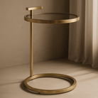Caroll Brushed Stainless Steel Side Table with Glass Top by Tommy Franks