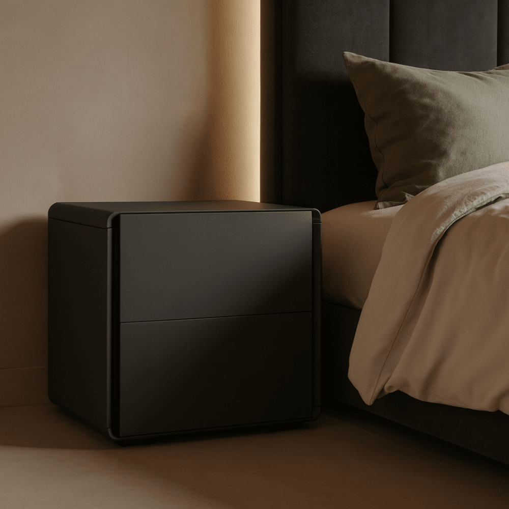 Kota Matte Anthracite Bedside Table by Tommy Franks