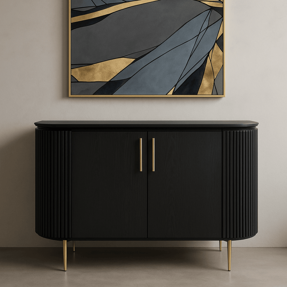 Lantine Black Oak & Brass 2 Door Cabinet by Tommy Franks