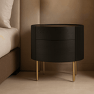 Lantine Black Oak & Brass Bedside Table by Tommy Franks