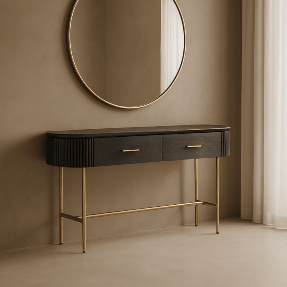 Lantine Matte Black Oak Console Table by Tommy Franks