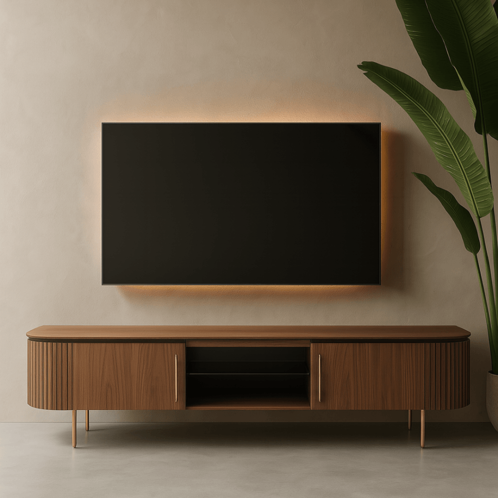 Lantine Walnut & Brass TV Unit by Tommy Franks