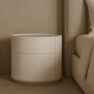 Ming Bedside Table Matte Beige Wood 2 Drawers by Tommy Franks