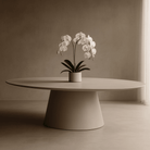 Tavamo Matte Beige Oval Dining Table by Tommy Franks