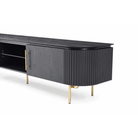 Lantine TV Media Unit Black Oak & Brass with Brass Handles & Legs by Tommy Franks