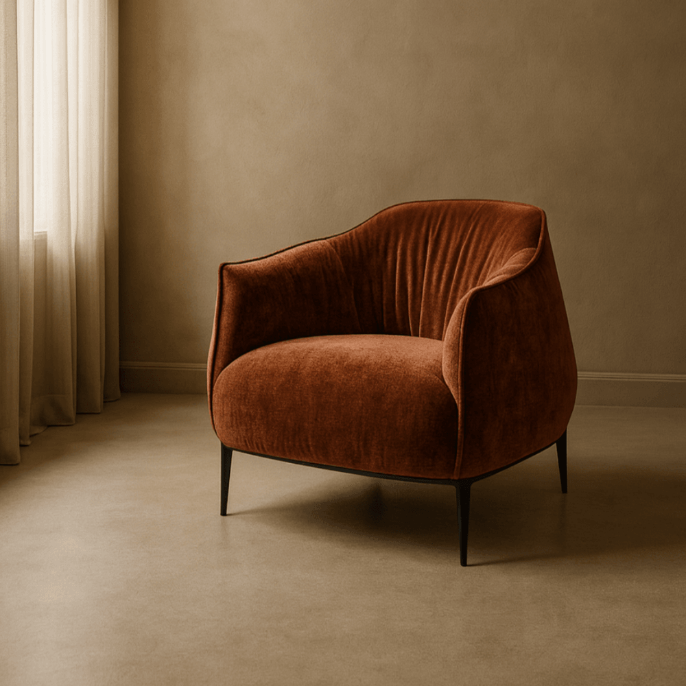 Tyrone Rust Velvet Lounge Chair by Tommy Franks