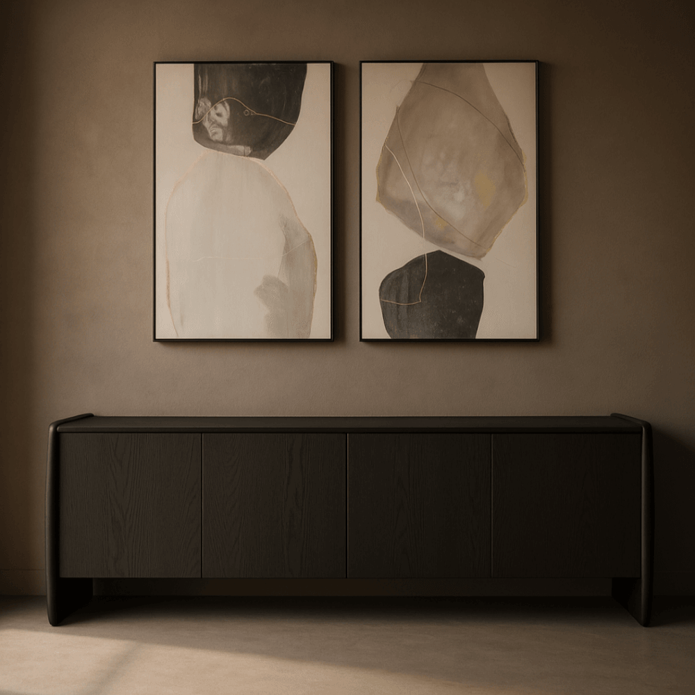 Underline 4 Door Black Oak Sideboard Buffet by Tommy Franks