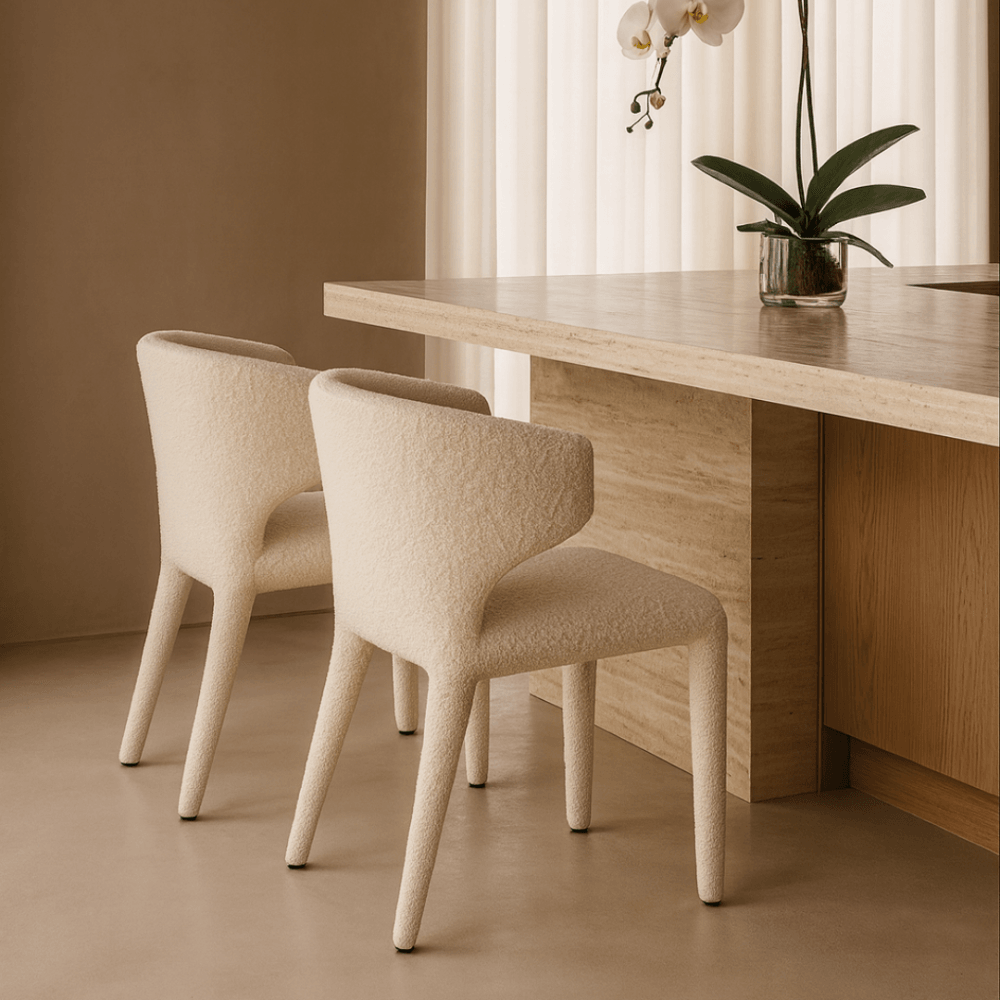 Vela Polar Bouclé Dining Chair by Tommy Franks