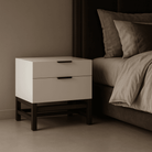 Webb Matte Beige Bedside Table by Tommy Franks