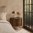 Lantine Bedside Table Walnut Wood & Brass Legs 2 Drawer by Tommy Franks