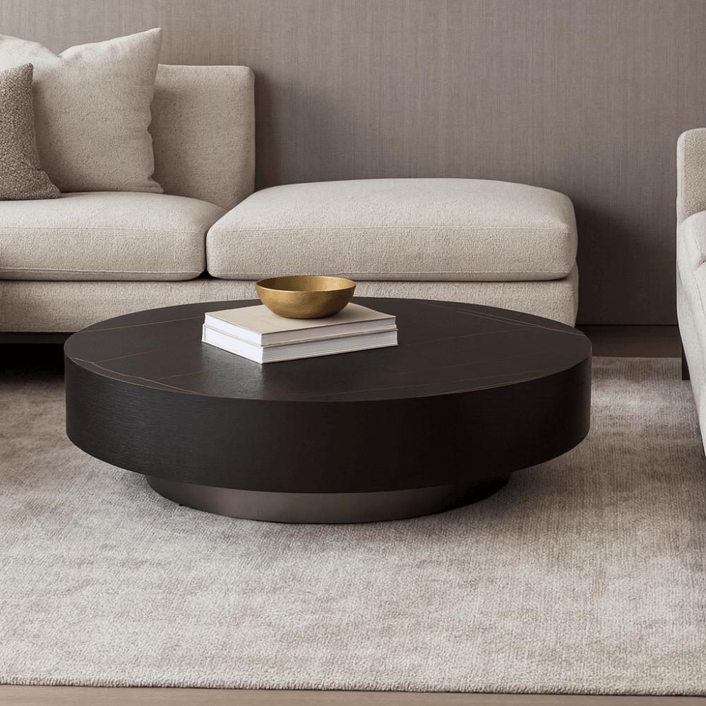 Coin Black Marble Coffee Table by Tommy Franks