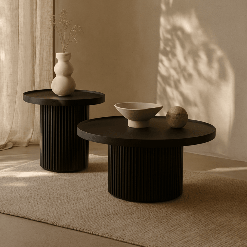 Lincoln Coffee Table Matte Black Oak Wood by Tommy Franks