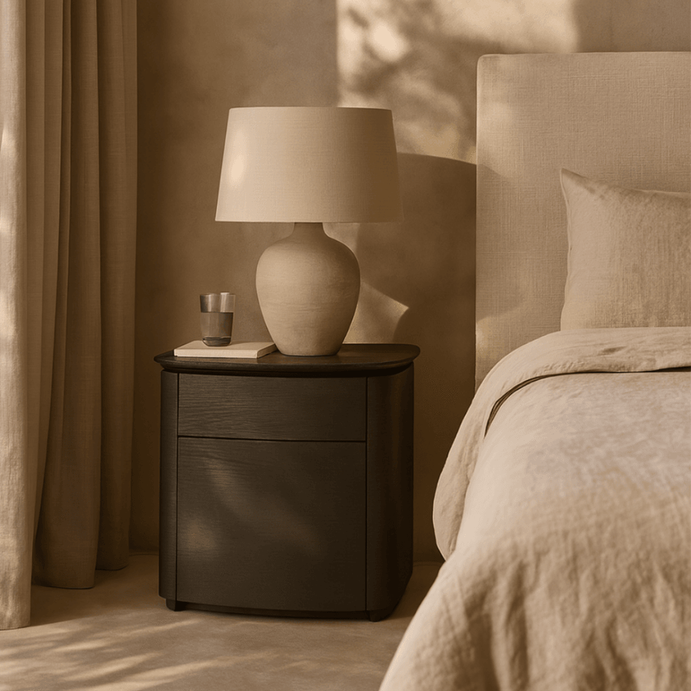 Blade Smoke Oak Bedside Table by Tommy Franks