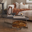 Lane Coffee Table Smoke Oak Wood & Gold Frame by Tommy Franks