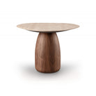 Basilca Walnut Wood & Travertine Side Table by Tommy Franks