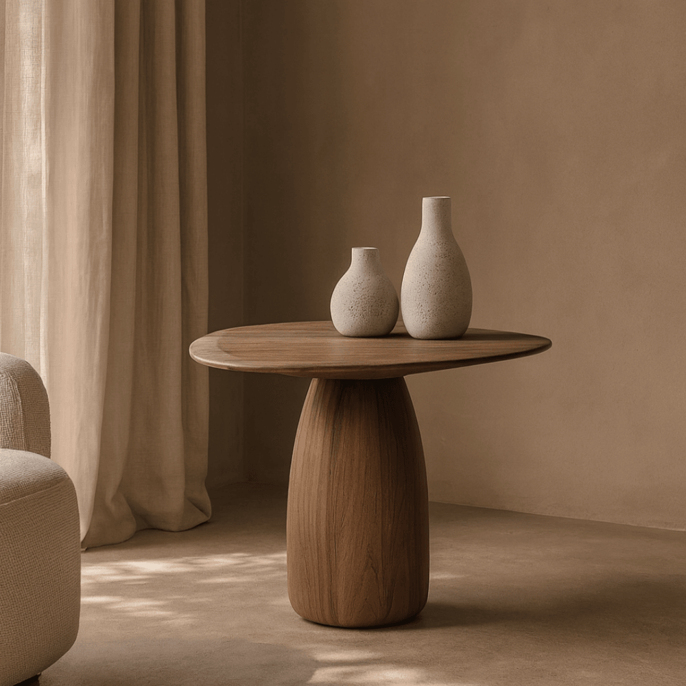 Basilca Walnut Wood Side Table by Tommy Franks