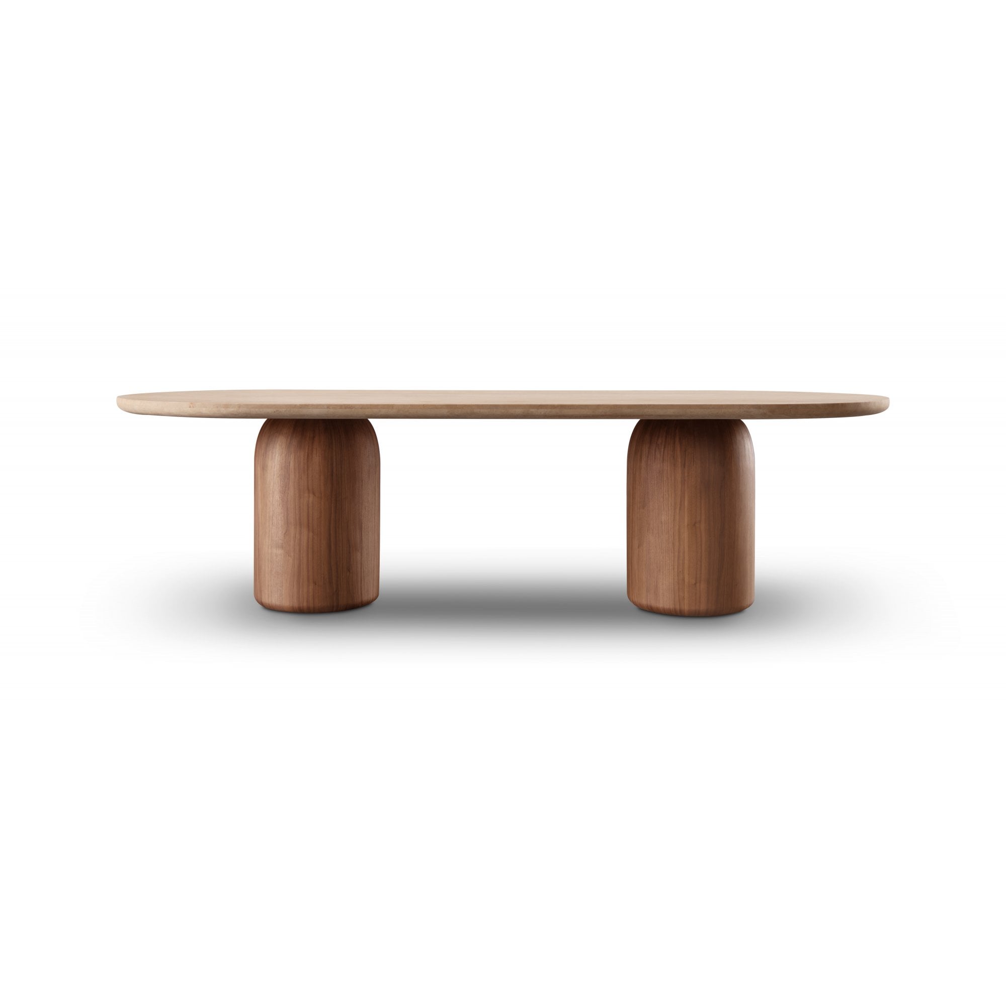 Basilca Walnut Wood & Travertine Dining Table by Tommy Franks