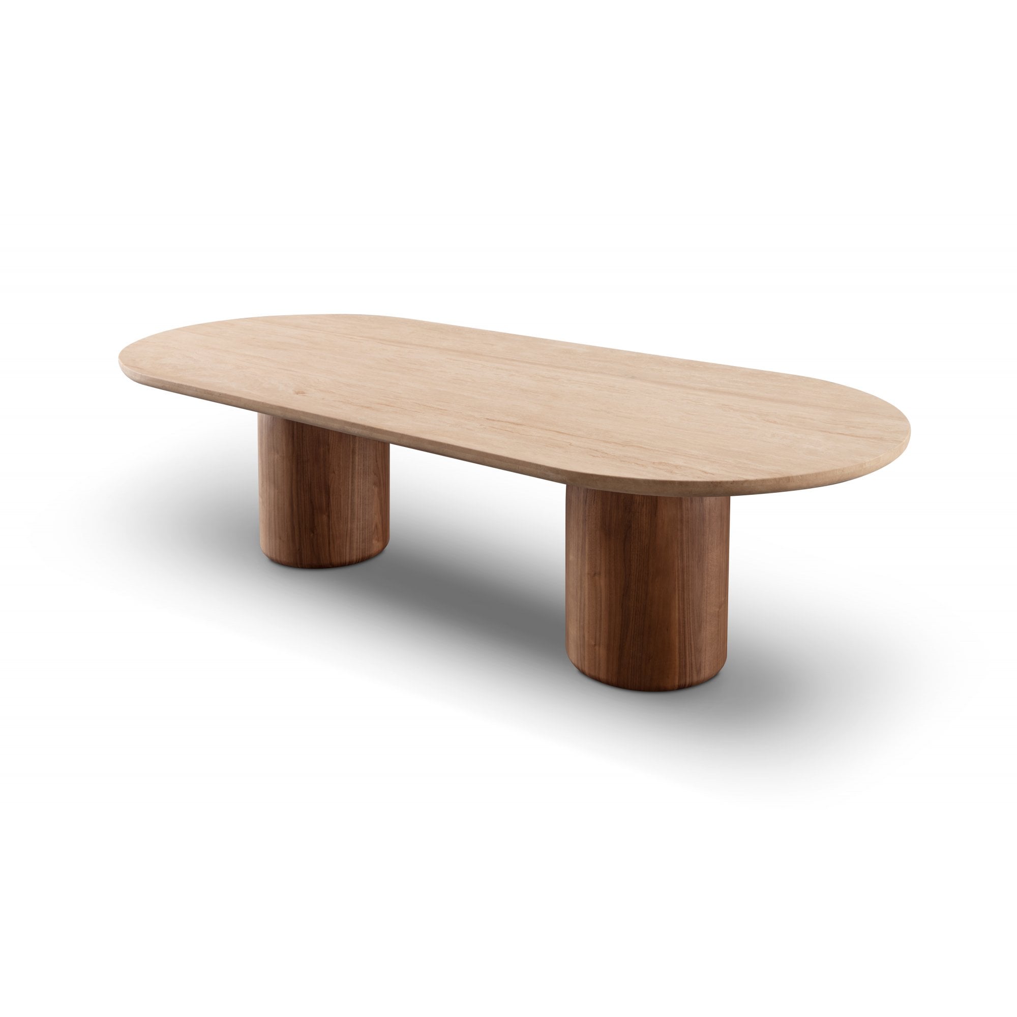 Basilca Walnut Wood & Travertine Dining Table by Tommy Franks