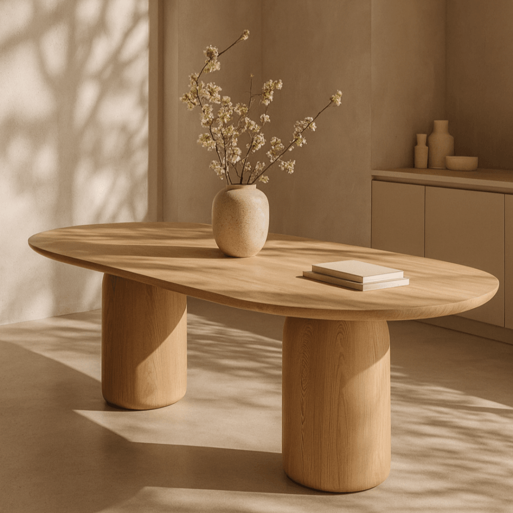 Basilca Ash Oak Wood 240cm Dining Table by Tommy Franks