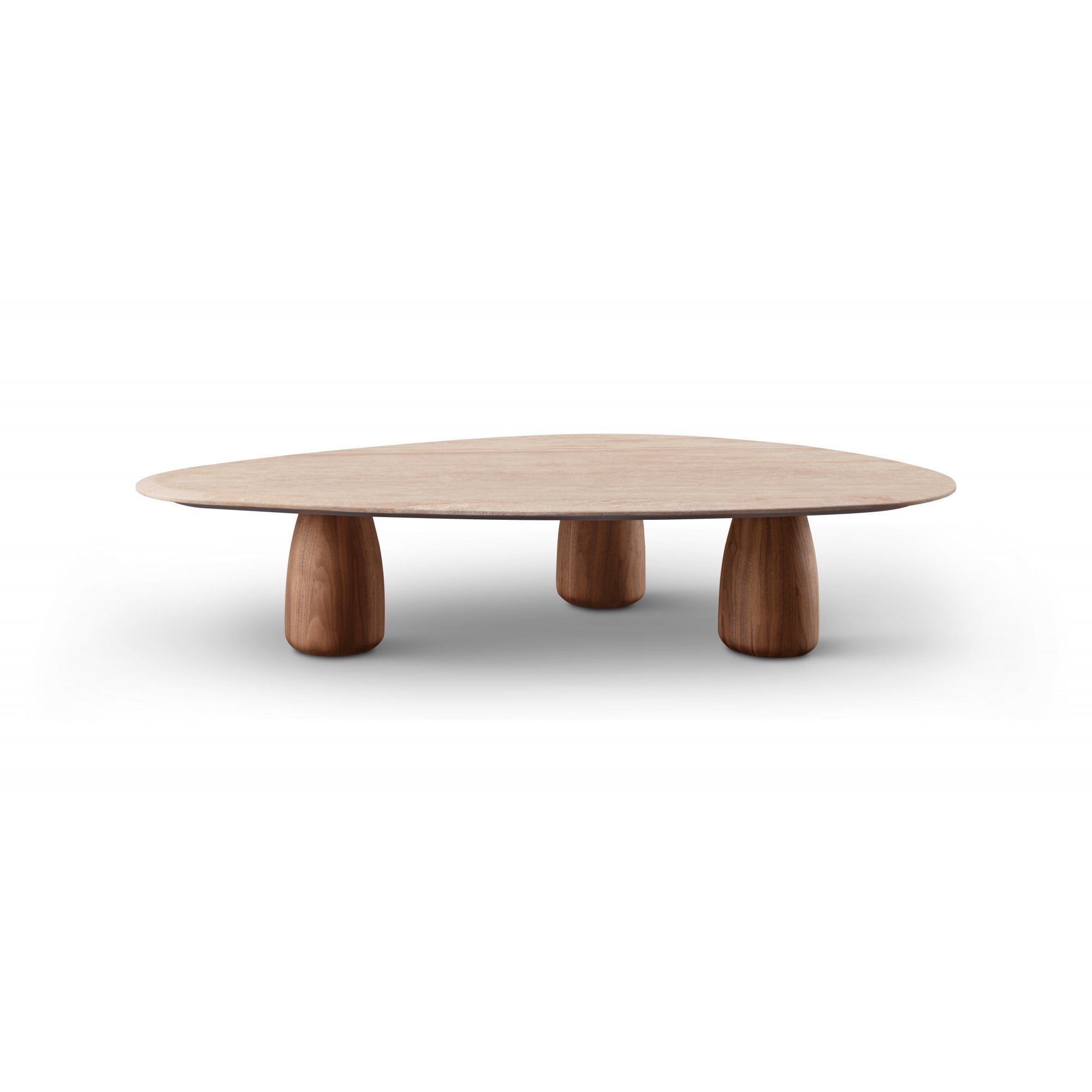 Basilca Walnut Wood & Travertine Coffee Table by Tommy Franks
