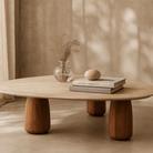 Basilca Walnut Wood & Travertine Coffee Table by Tommy Franks