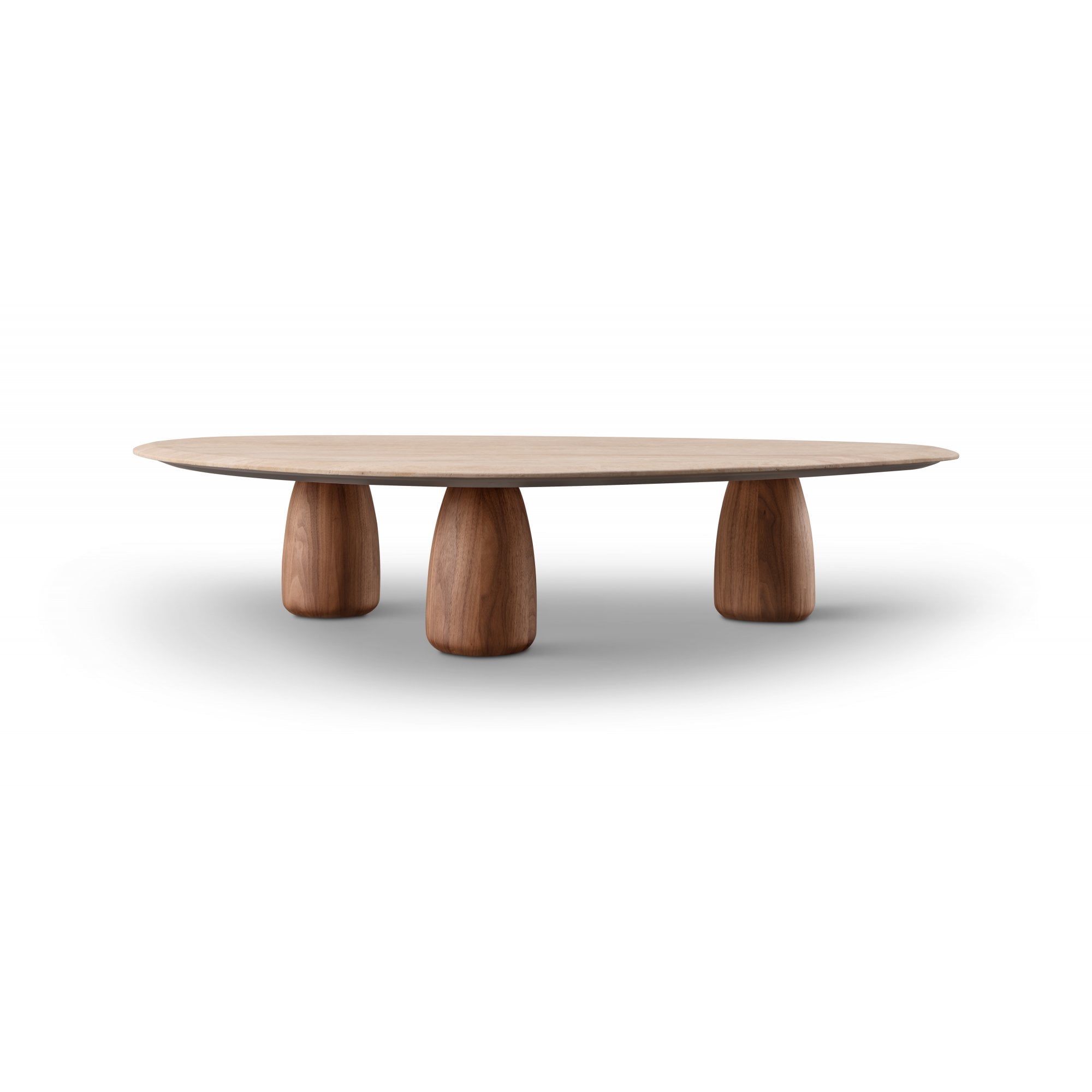 Basilca Walnut Wood & Travertine Coffee Table by Tommy Franks