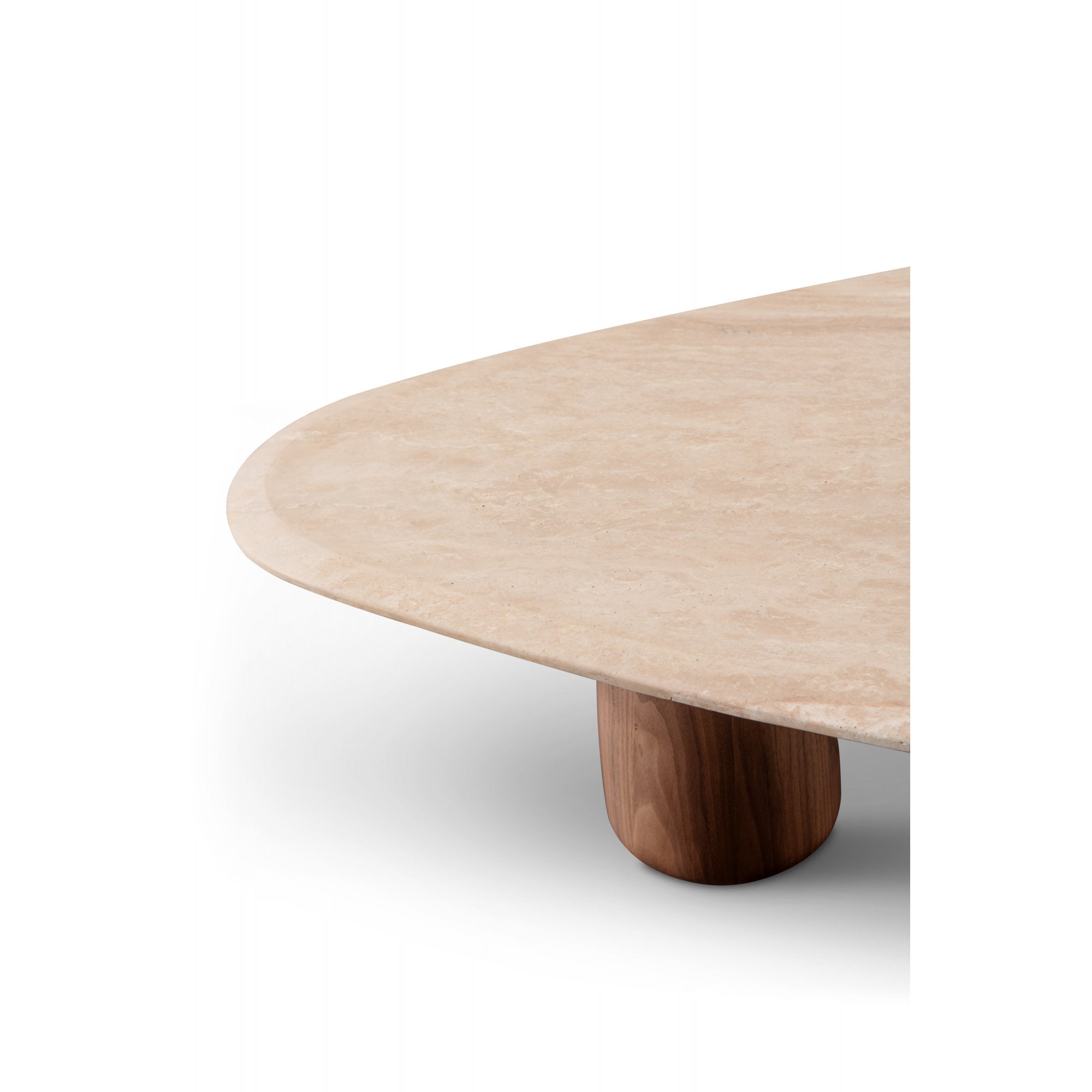Basilca Walnut Wood & Travertine Coffee Table by Tommy Franks