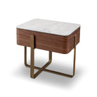 Aurelia Brown Walnut Bedside Table with White Marble Top by Tommy Franks