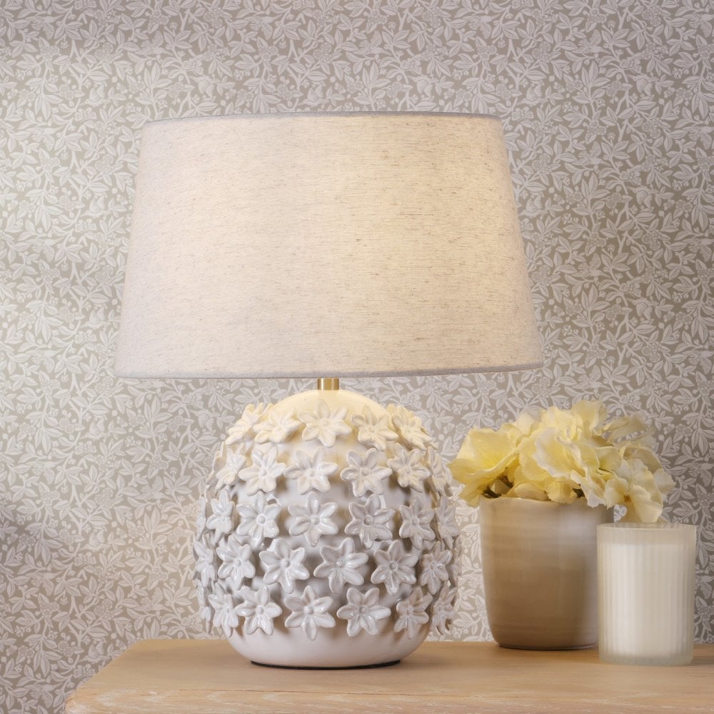 Ingham White Ceramic & Brushed Silver Table Lamp With Shade – Cp ...