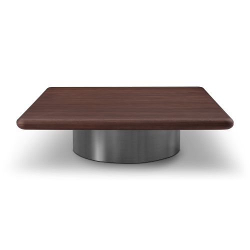 Lakeside I Walnut Wood Coffee Table with Grey Metal Base by Tommy Franks