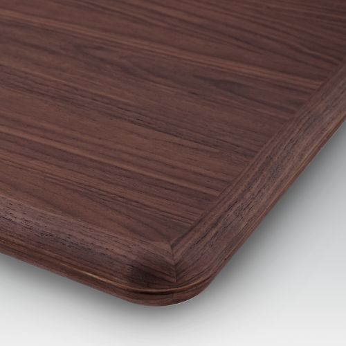 Lakeside I Walnut Wood Coffee Table with Grey Metal Base by Tommy Franks