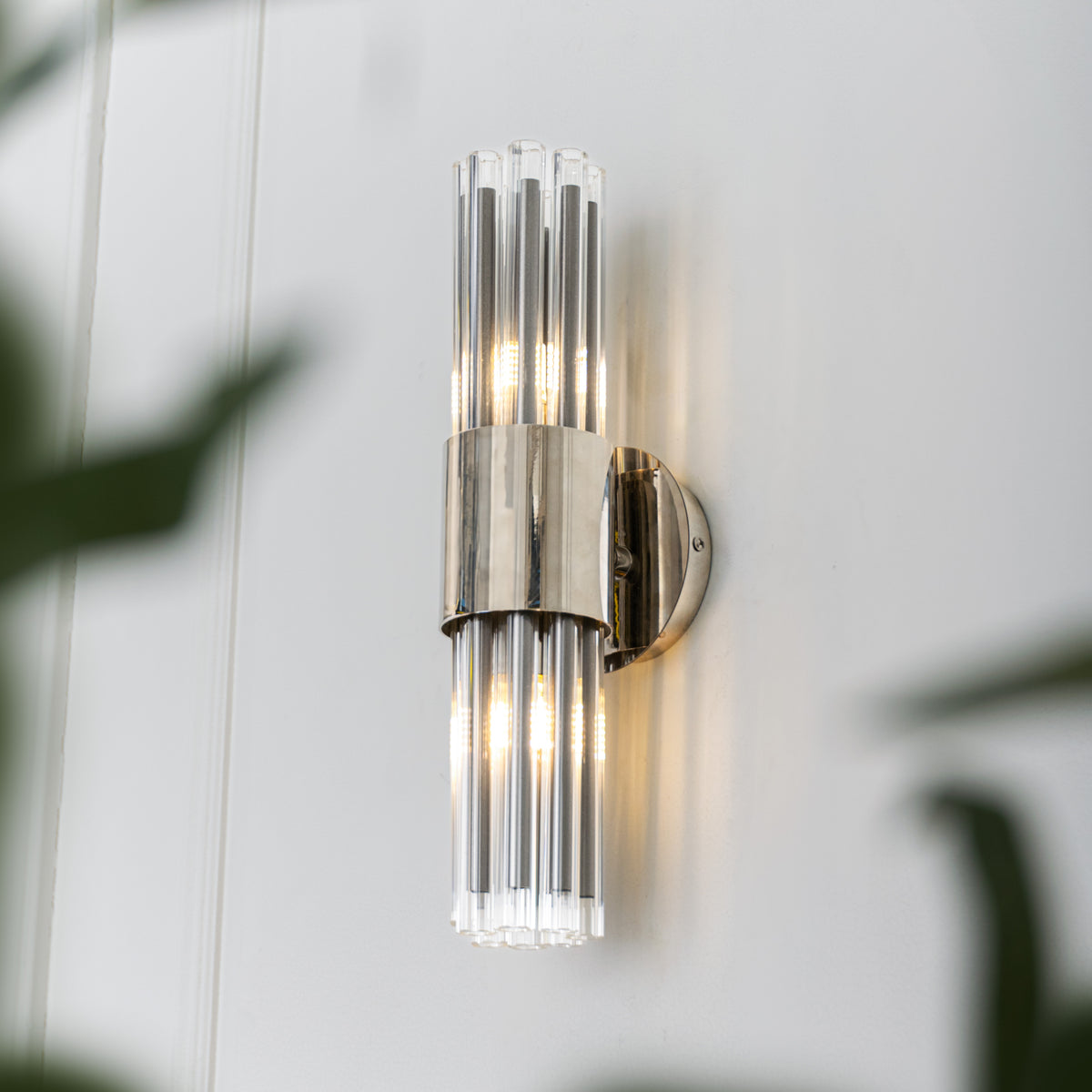 Colmar Polished Nickel 2 Light Glass Wall Light – Cp Lighting & Interiors