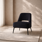 Avesa Black Velvet Lounge Chair by Tommy Franks