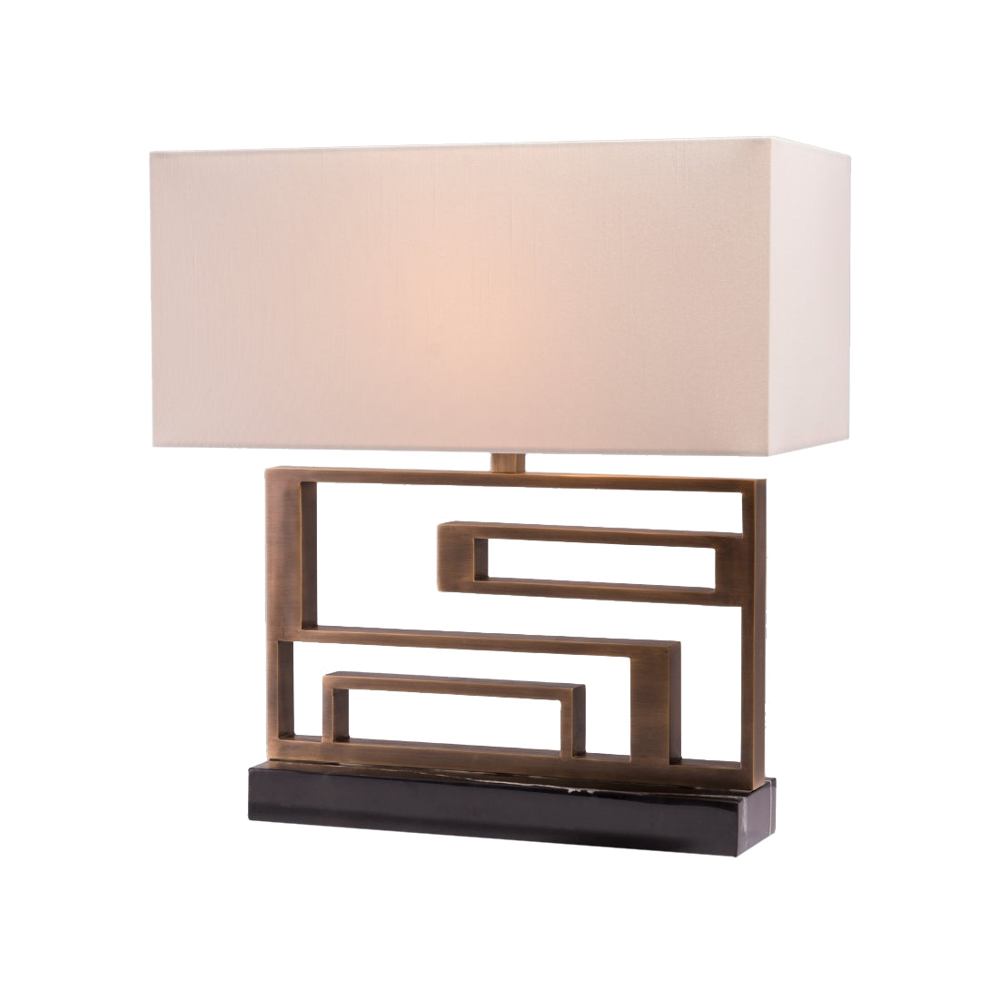 Kiana Antique Brass Table Lamp with Black Marble Base by RV Astley