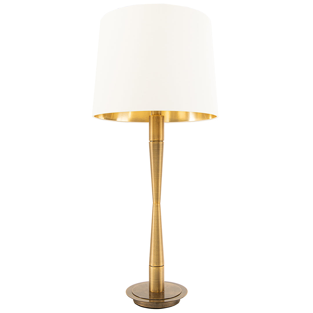 Lirin Antique Brass Table Lamp with White Opal Shade by RV Astley