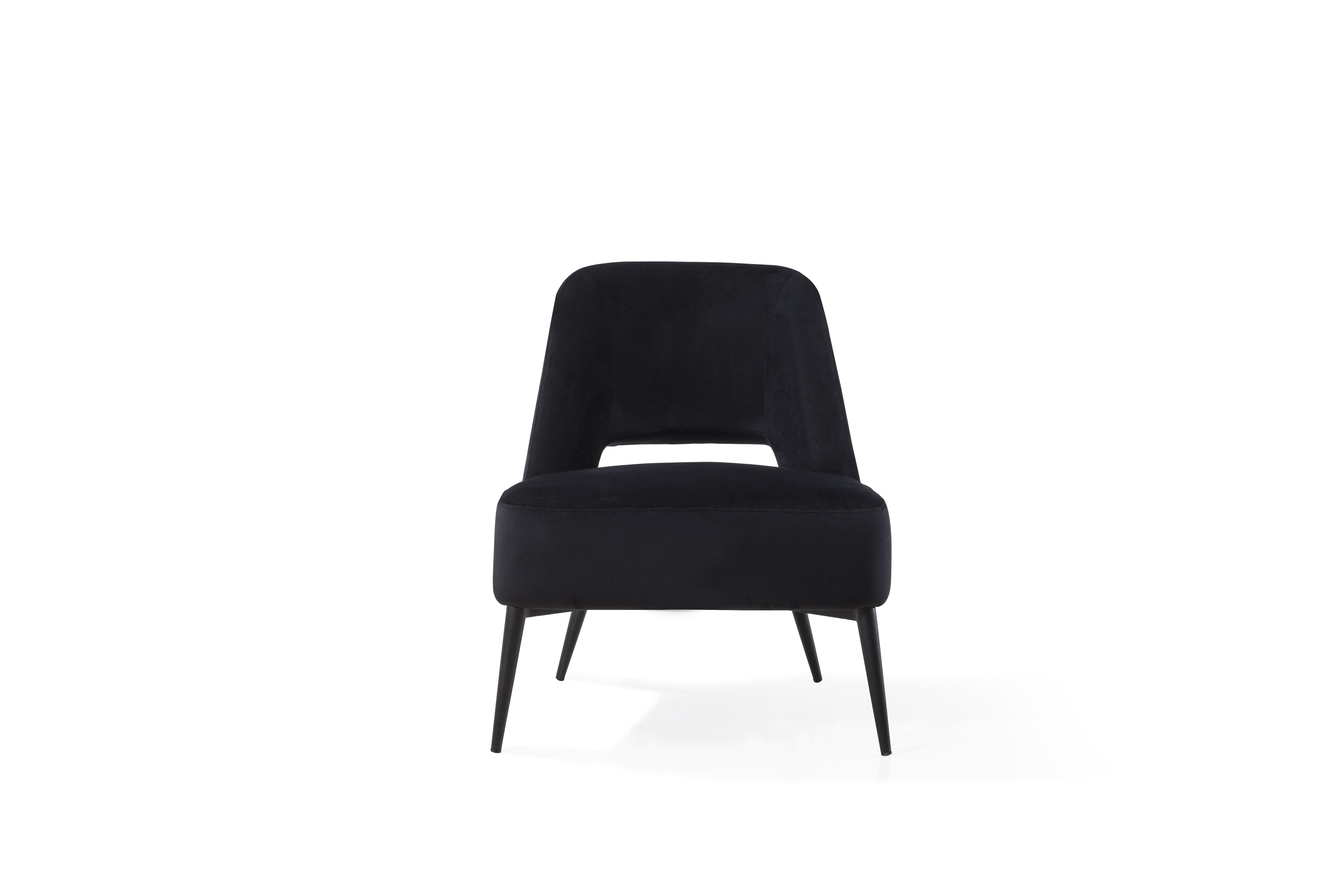 Avesa Black Velvet Lounge Chair by Tommy Franks