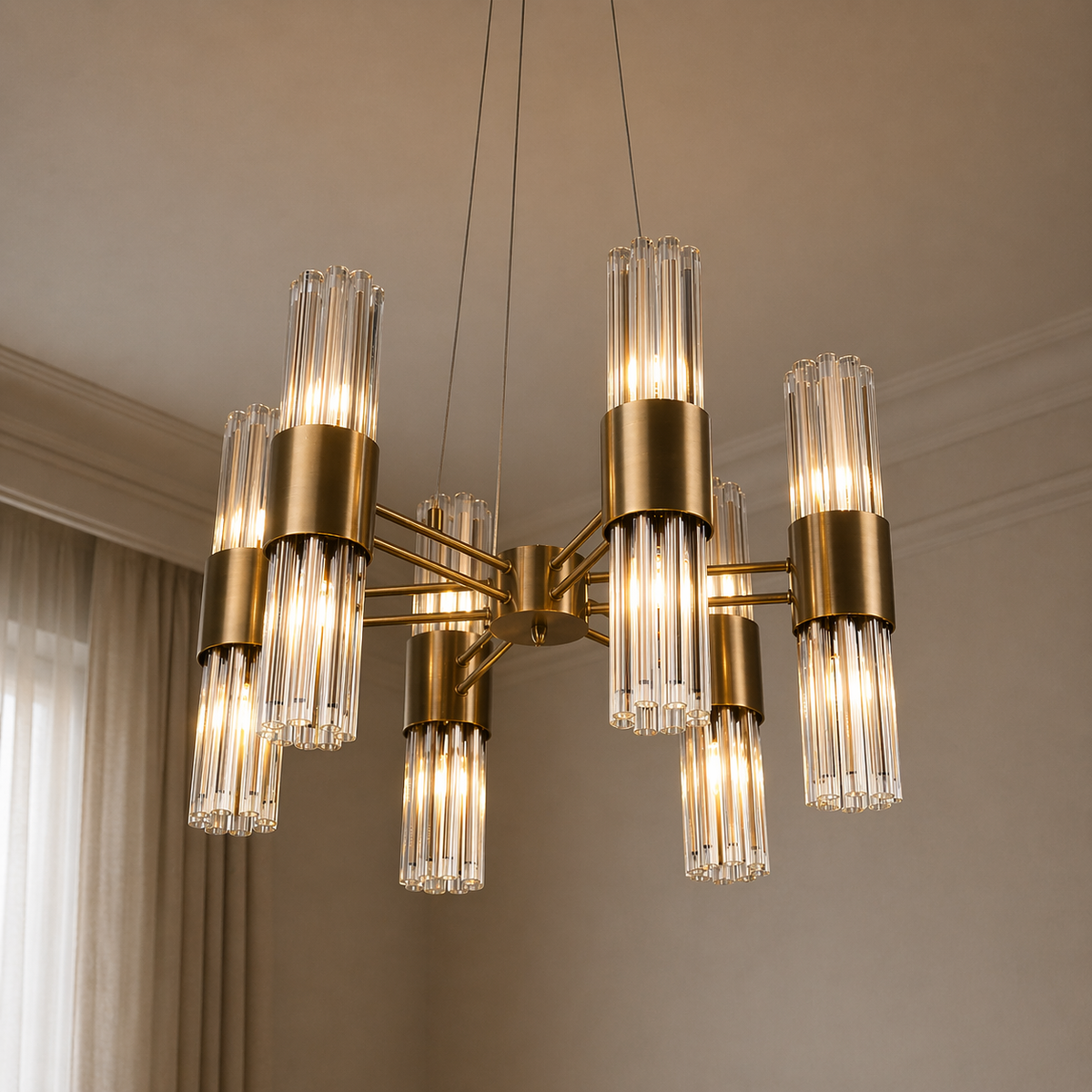 Colmar Antique Brass 12 Light Glass Pendant Light – Cp Lighting & Interiors