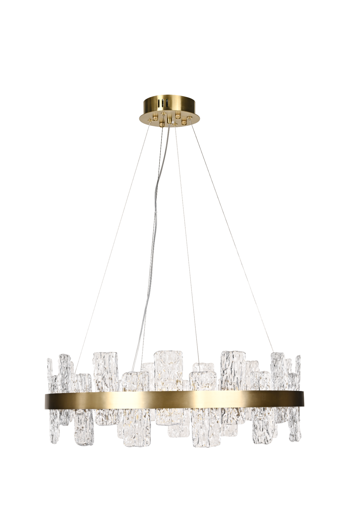 Rimini Gold & Textured Glass Pendant 60cm by Luxe Collection