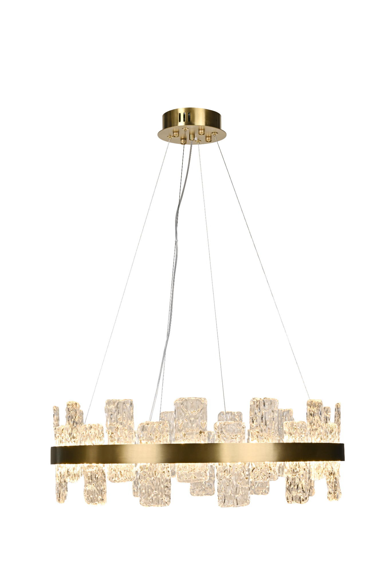 Rimini Gold & Textured Glass Pendant 60cm Luxe Collection