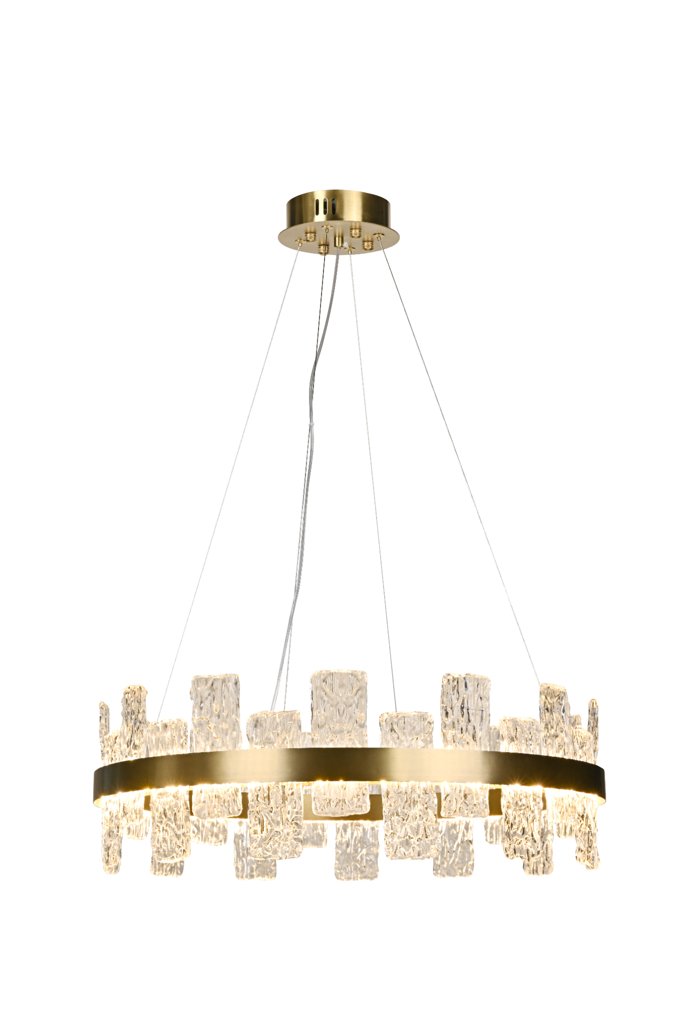 Rimini Gold & Textured Glass Pendant 60cm Luxe Collection