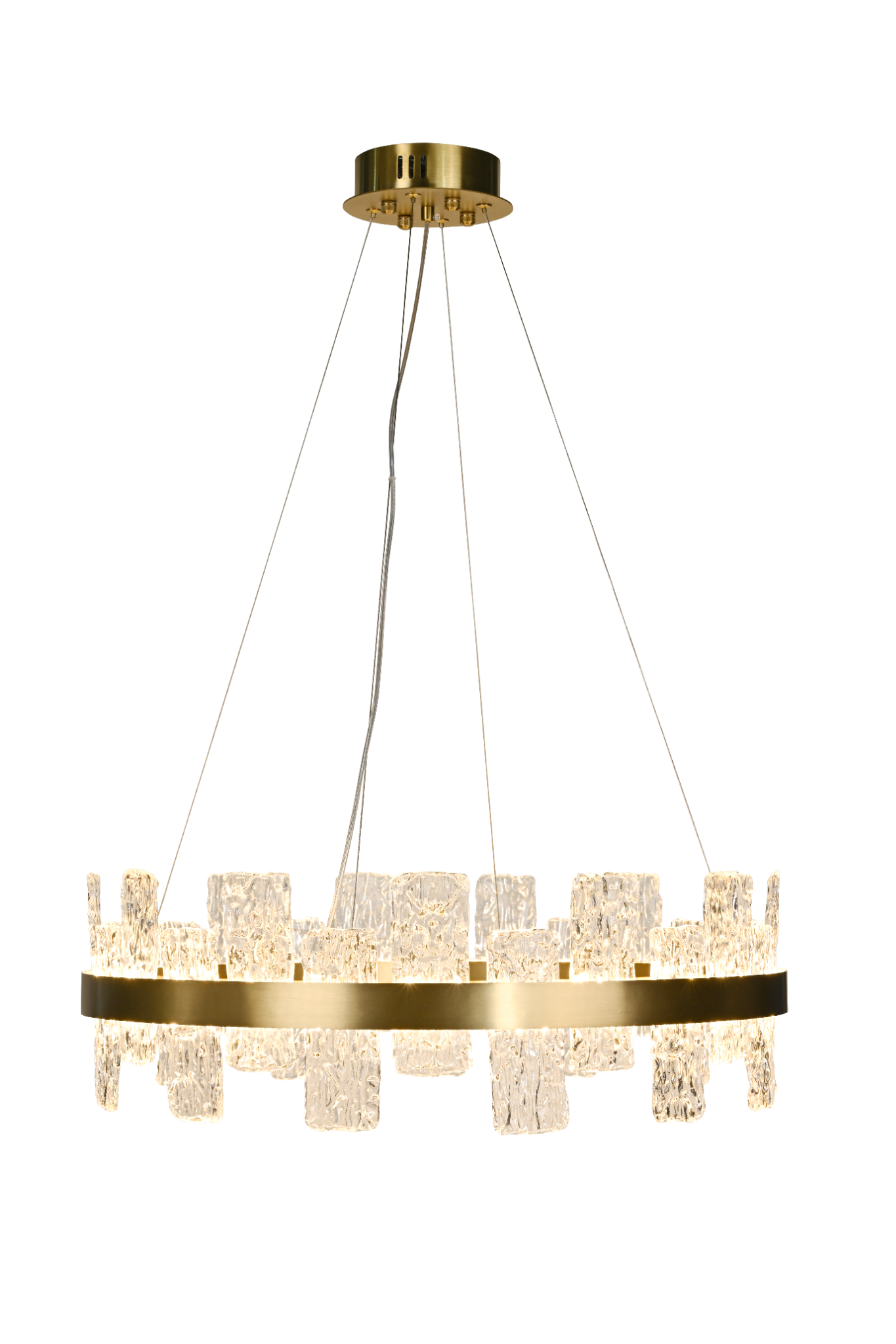Rimini Gold & Textured Glass Pendant 60cm by Luxe Collection