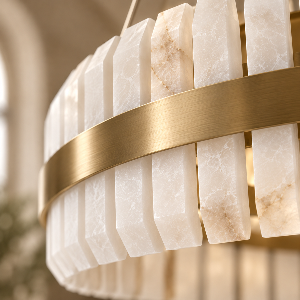 Salerno Gold & Alabaster Pendant 65cm by Luxe Collection