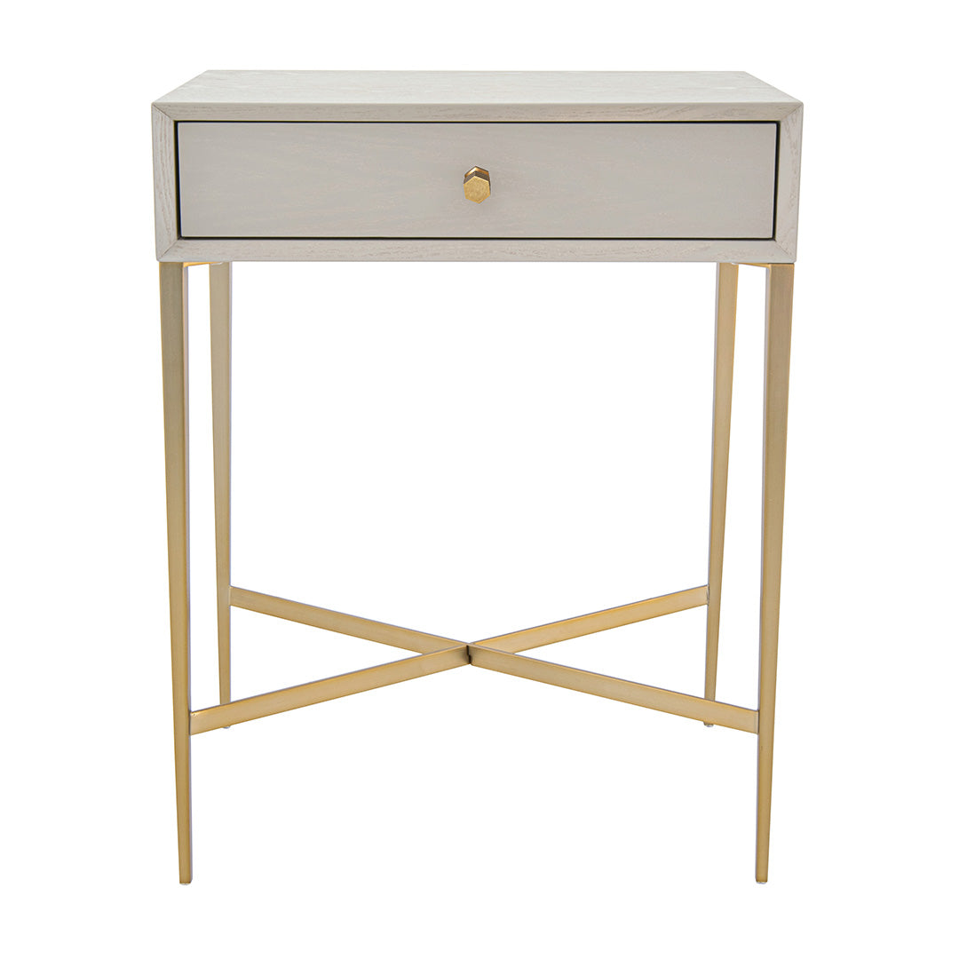 Finley Ceramic Grey Side Table with Antique Brass Legs by RV Astley