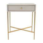 Finley Ceramic Grey Side Table with Antique Brass Legs by RV Astley