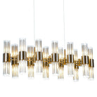 Colmar Antique Brass Dining Table Chandelier with Glass Shades by RV Astley